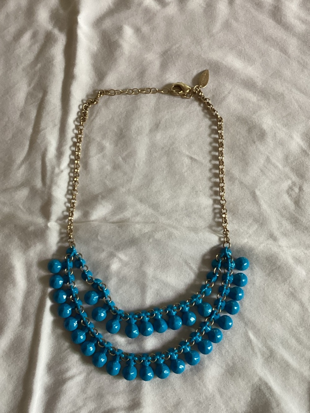 Gold Chain Necklace with Turquoise Bead Drops - Women Jewelry